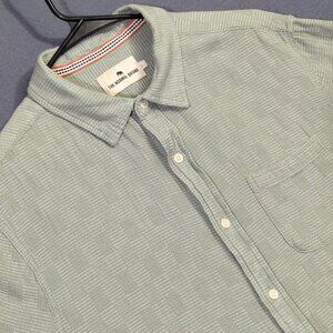 The Normal Brand Shirt Mens L Green Cotton Short Sleeve Button Down Pocket
